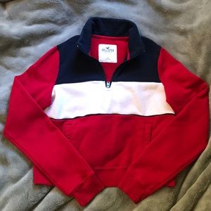 Hollister Striped Quarter Zip Sweatshirt
